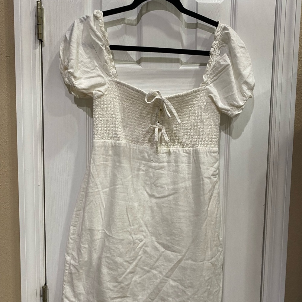 Astr White Smocked dress